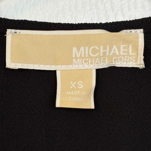 Michael Kors Wms XS Black Studded Sleeveless Tunic Blouse Flowy Moto Social - Picture 3 of 11